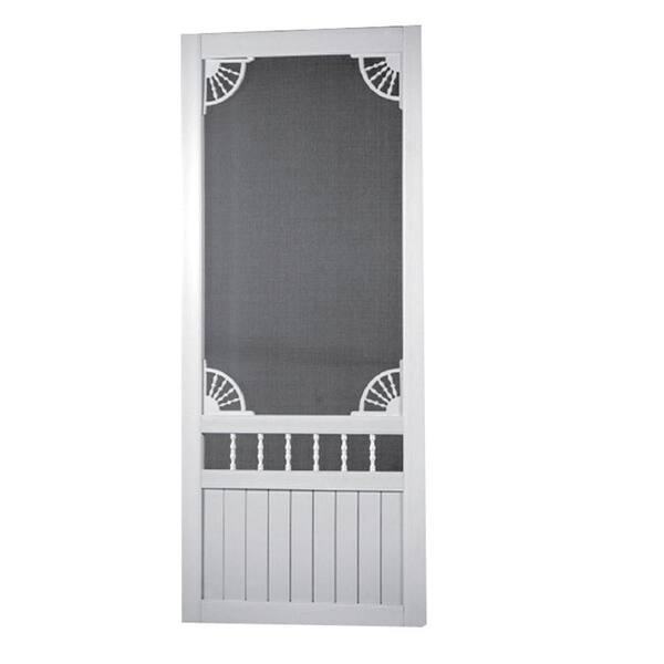 Screen Tight 30 in. x 80 in. Laurel Bay Solid Vinyl White Screen Door