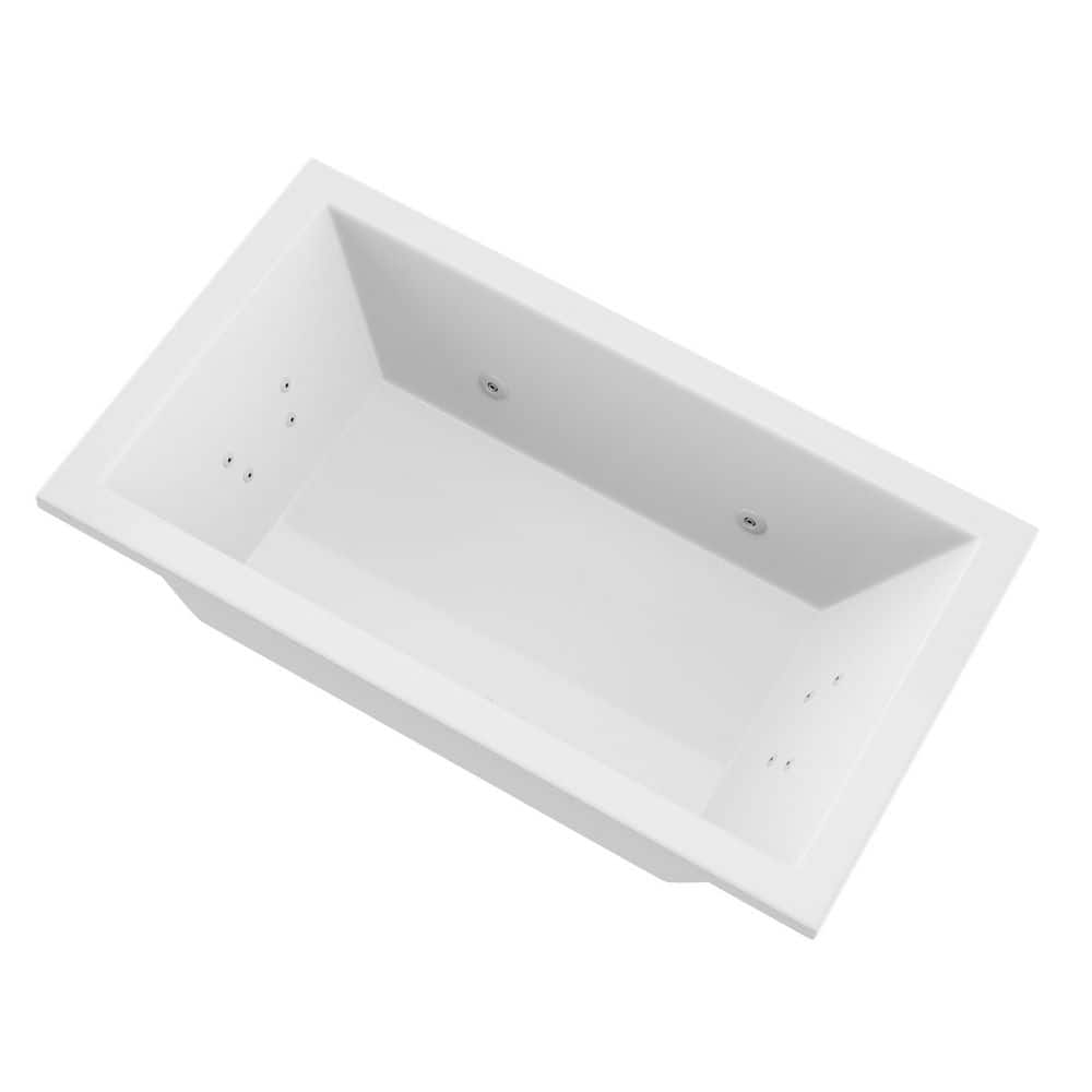 DTHDX 72 in. x 42 in. Rectangular Whirlpool Bathtub with Center Drain in White with Raised Push Buttons, Heater, Pump price history on PriceWatchPro