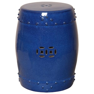 Large Blue Drum Ceramic Garden Stool