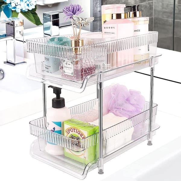 HOMLUX 2-Tier Clear Pull Out Organizers and Storage with Lids for
