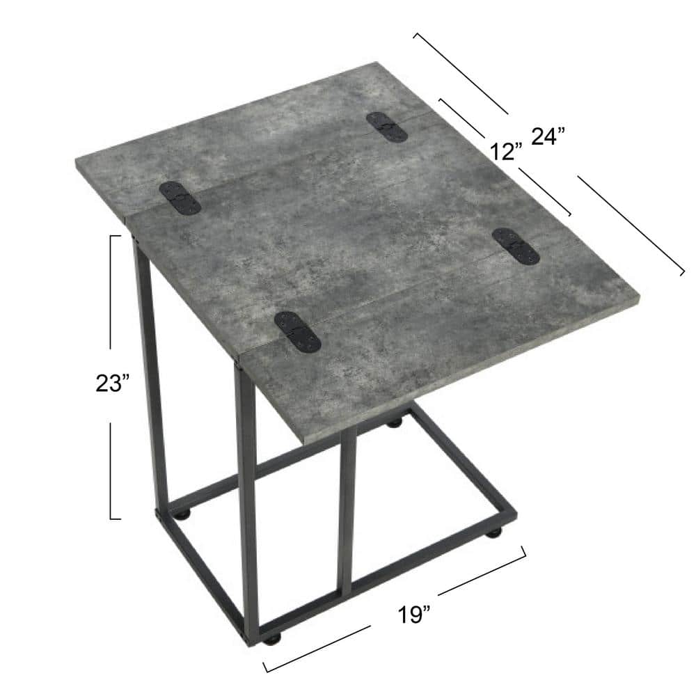 Jamestown Gray and Black Metal Extendable C-Shaped Side Table