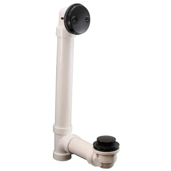 JONES STEPHENS Toe Touch 1-1/2 in. Dia Sch. 40 PVC 2-Hole Bath Waste and Overflow Tub Drain Full Kit, Black