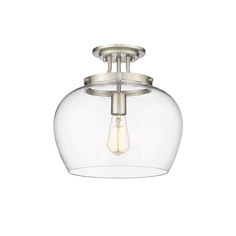Joliet 13" Brushed Nickel Semi-Flush Mount with Bordeaux Glass Shade