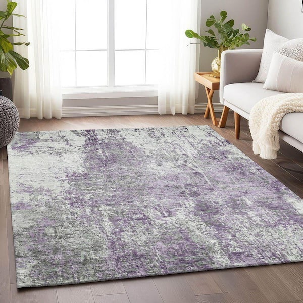 Chantille Machine Washable Indoor/Outdoor Abstract ACN1765 Plum 5 ft. x 7 ft. 6 in. Area Rug