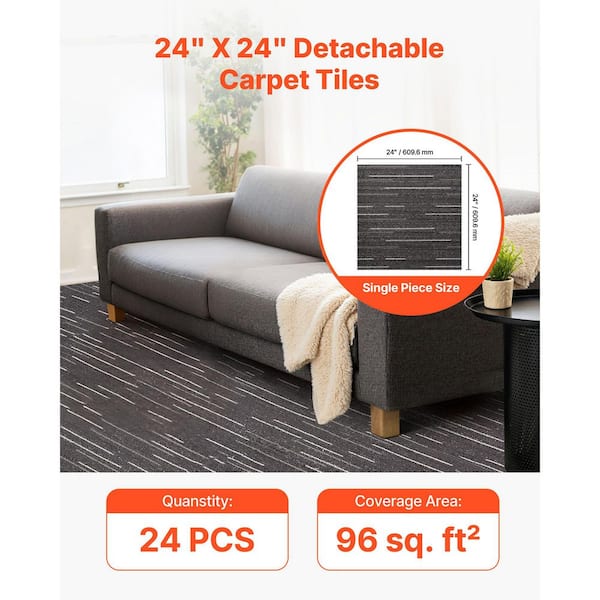 SKYSHALO Reusable Carpet Tiles, Dark Brown Commercial 24 in. x 24