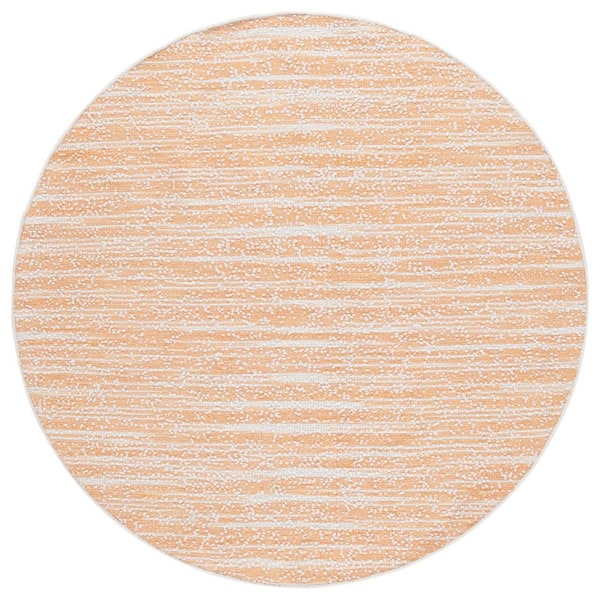 Renewal 6 ft. x 6 ft. Orange/Ivory Abstract Striped Round Area Rug