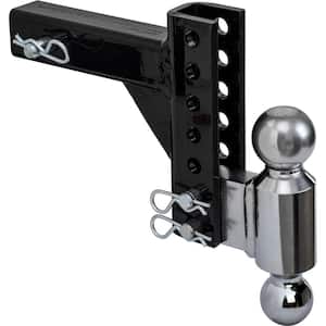 Adjustable Dual Ball Hitch with 2 in. and 2-5/16 in. Towing Balls for 2 in. Hitch Receivers - 5 in. Drop