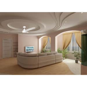 52 in. Indoor White Ceiling Fan with Wall Switch