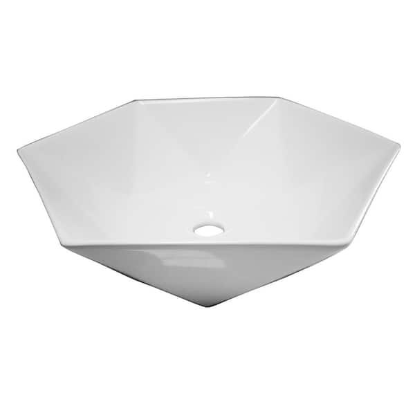 Barclay Products Angie White Vitreous China Hexagon Vessel Sink