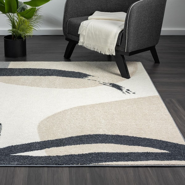 Nuevo Ivory 4 ft. x 6 ft. Abstract Polypropylene Area Rug