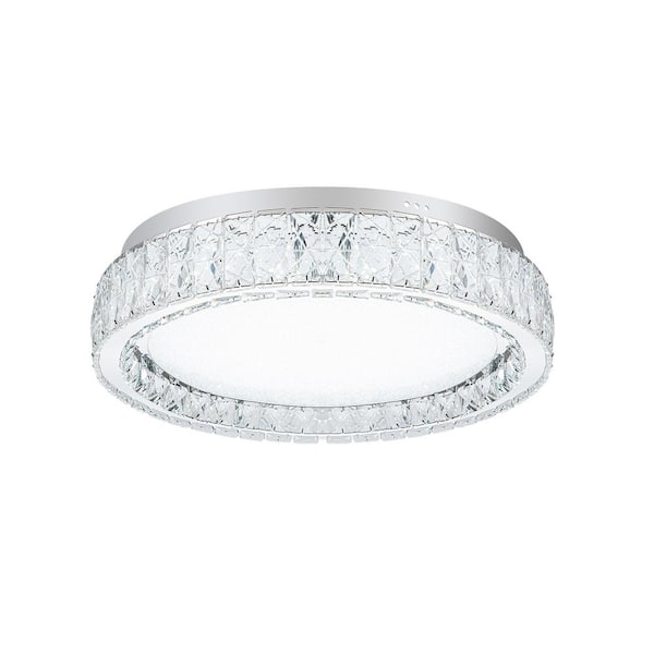 Unbranded 13.7 in. 1-Light Modern Crystal Chrome LED Flush Mount Ceiling Light