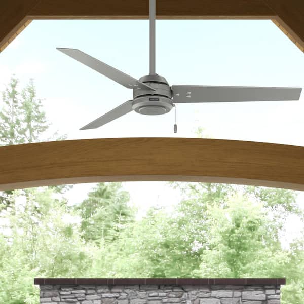 Hunter Cassius 52 in. Indoor/Outdoor Matte Silver Ceiling Fan For Patios or Bedrooms