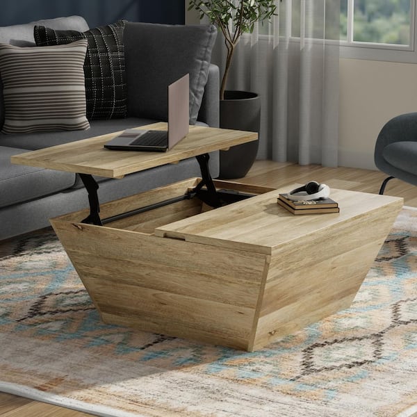 Abba 36 in. Natural Square Solid Mango Wood Lift Top Coffee Table
