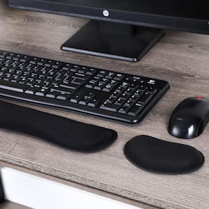 3 in. W Rectangle Black Memory Foam Ergonomic Keyboard and Mouse Wrist Rest Set, 2-Pieces, Black