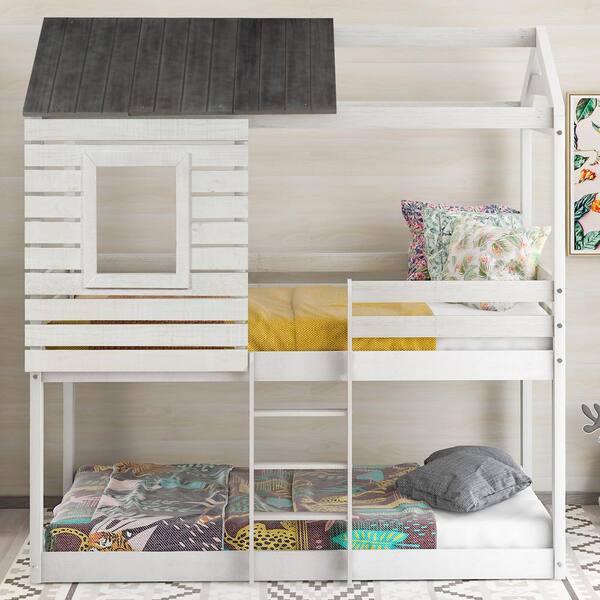 Twin Over Bunk Bed Wood Loft, Bunk Bed Bedroom Sets