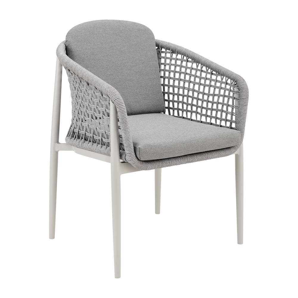Rhodes Light Gray Aluminum Outdoor Dining Chair Set with Cushions
