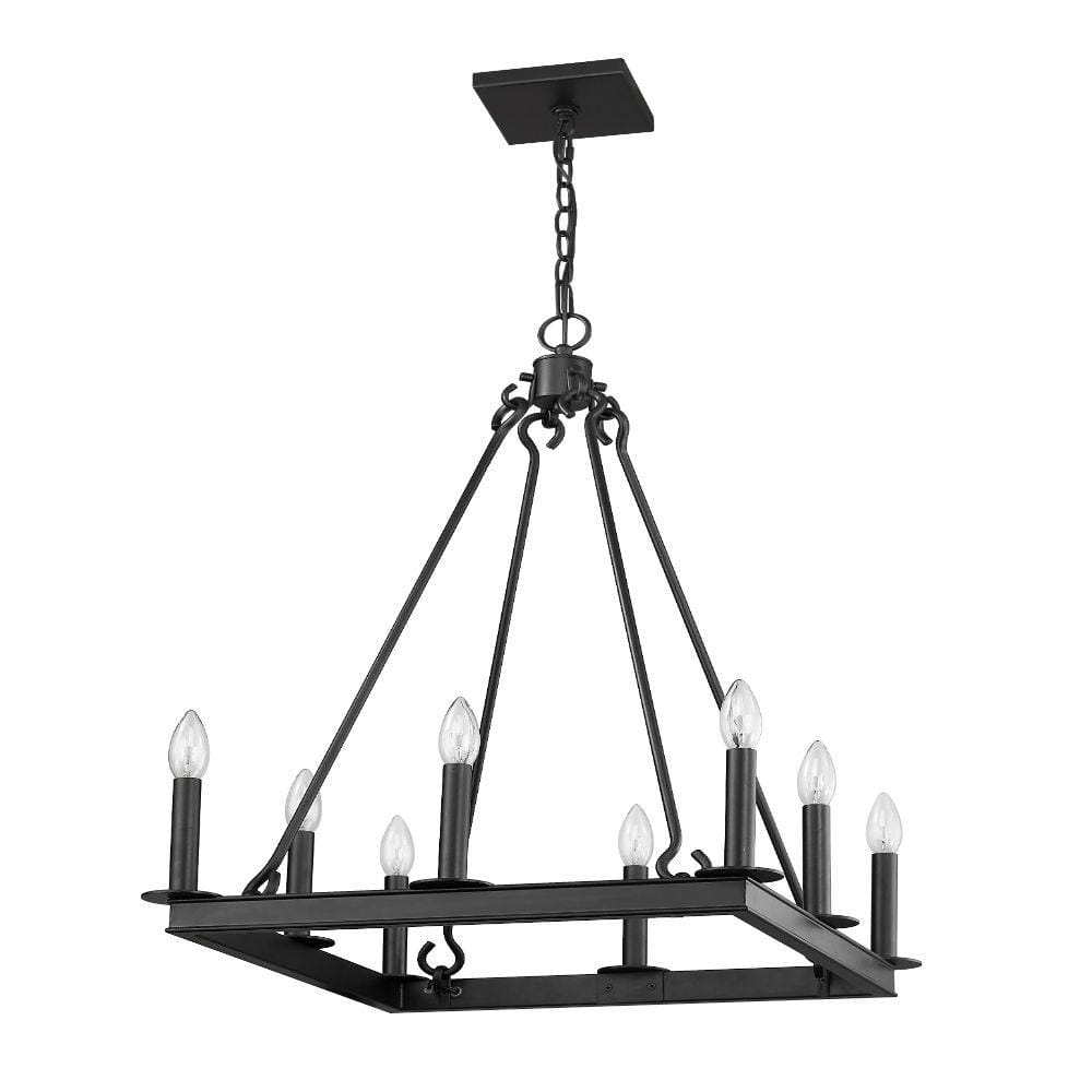 Barclay Minimalist Matte Black Square Candle Chandelier