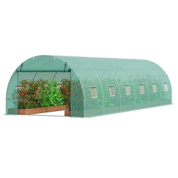 Walk-in Tunnel Greenhouse 29.2 x 9.7 x 6.5 ft. Hoop House Greenhouse Tunnel, Plant Hot House with Galvanized Steel Frame