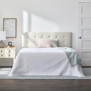 Kaylee Adjustable Ivory King/Cal King Upholstered Low Profile Headboard with Square Tufting