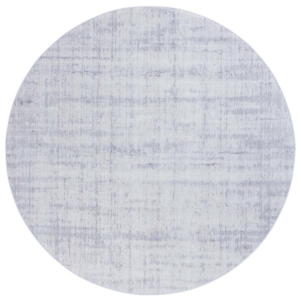 SAFAVIEH Tacoma Light Gray/Gray 6 ft. x 6 ft. Solid Plaid Round Area Rug