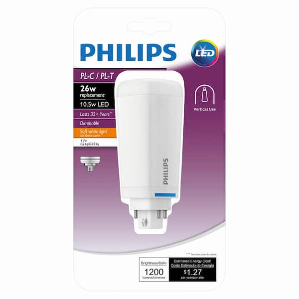 Philips Equivalent PL-C/T 4 Pin Dimmable Linear LED Light Bulb Soft White (6-Pack) 535377 - The Home Depot