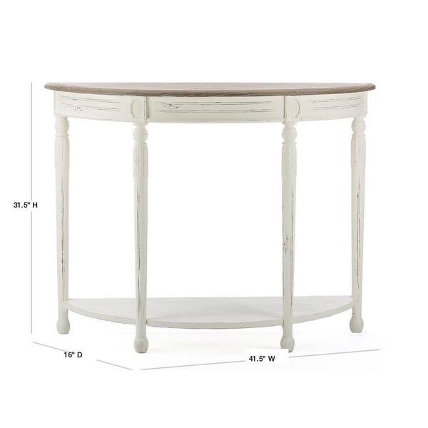 Baxton Studio Alys 42 In White, Glass Top Half Moon Console Table