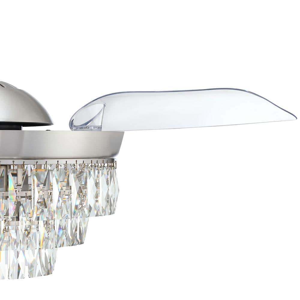 Sofia 42" Brushed Nickel Ceiling Fan with Clear Acrylic Blades and LED Light