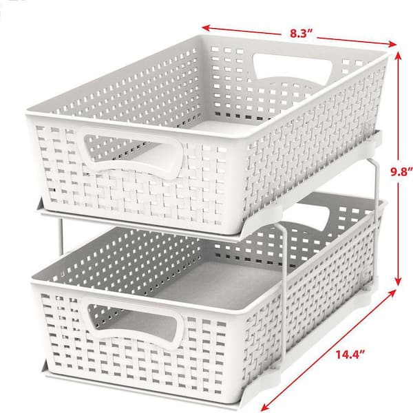 2 Tier Bathroom Organizer 2 Sliding Storage Drawers/Baskets Clear