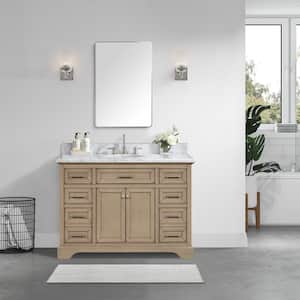Windlowe 49 in. W x 22 in. D Bath Vanity in Almond Taupe with Carrara Marble Vanity Top in White with White Sink