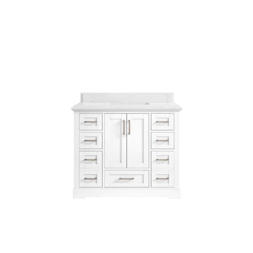 "Boston 42 in. W x 22 in. D x 36 in. H Bath Vanity in White with 1.5"" Empira Quartz Top" price history on PriceWatchPro