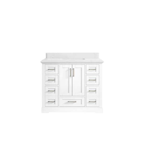 Willow Collections Boston 42 in. W x 22 in. D x 36 in. H Bath Vanity in White with 1.5" Empira Quartz Top