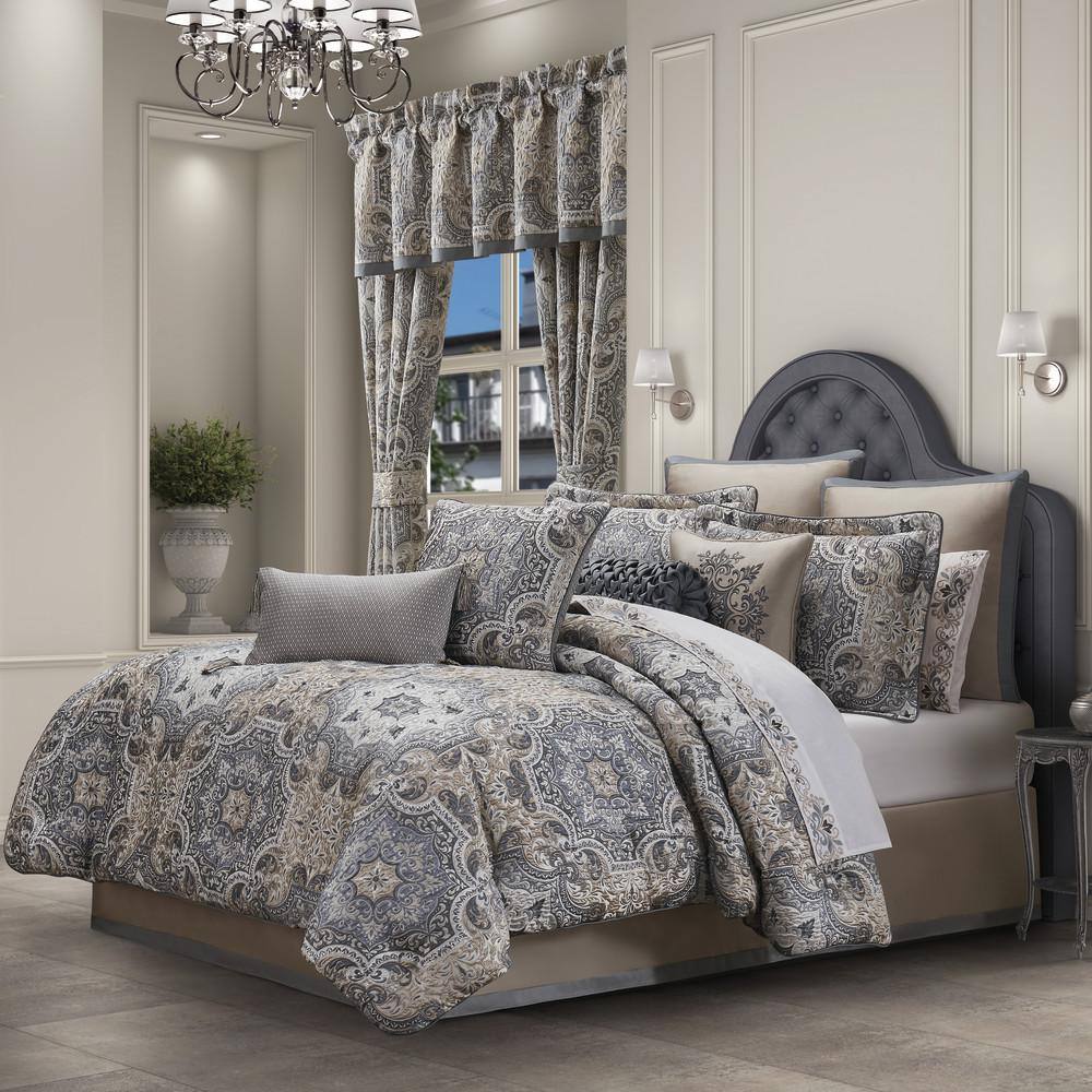 Taupe Satin Embroidered Square Throw Pillow 18"