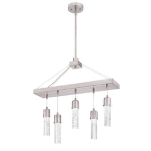 Cava 150-Watt Equivalent Integrated LED Brushed Nickel Chandelier with Bubble Glass