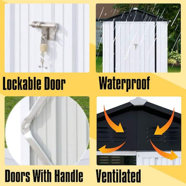 4 ft. W x 6 ft. D Metal Storage Shed with Vents for Garden and Backyard (20 sq. ft.)