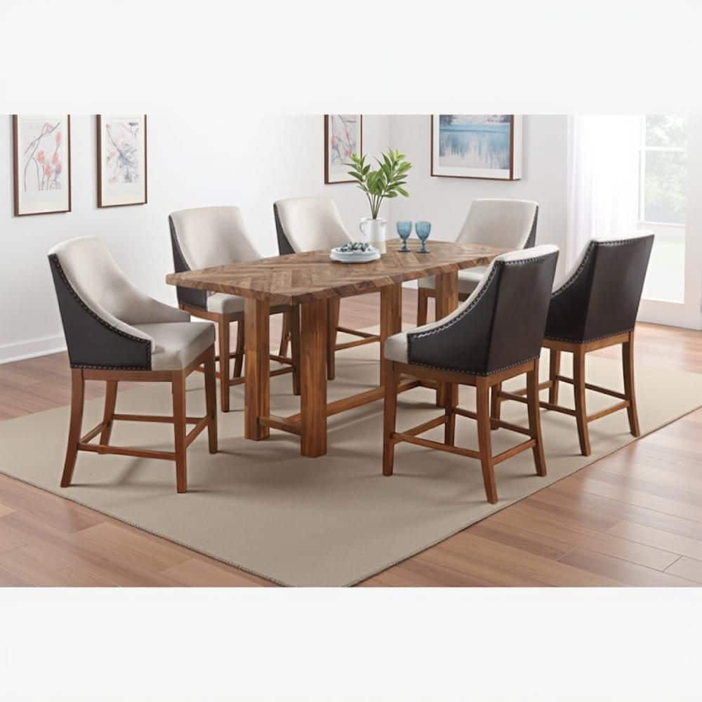 Benjara Elsie Brown Wood 35 in. Trestle Dining Table Seating for 6 ...