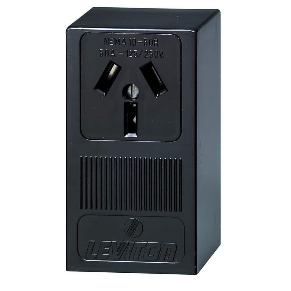 Leviton 50 Amp Thermoplastic Power Single Outlet, Black Leviton 50 Amp Thermoplastic Power Single Outlet, Black