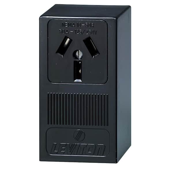 50 Amp Thermoplastic Power Single Outlet, Black