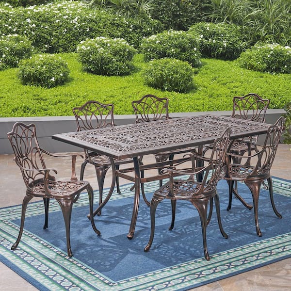 Tucson Shiny Copper 7-Piece Aluminum Outdoor Patio Dining Set