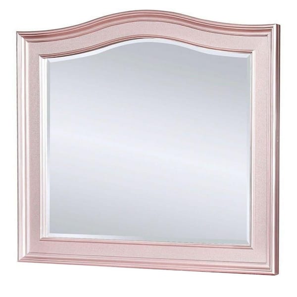 Benjara 1.75 in. x 38.5 in. Rectangular Wooden Frame Pink Wall Mirror
