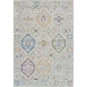 Nomad Beige Grey Boho 4 ft. x 6 ft. Vintage Indoor Area Rug