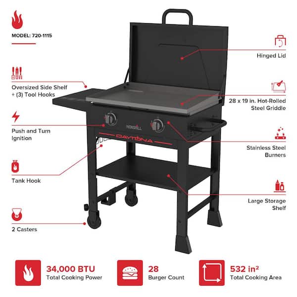 Nexgrill Daytona 2-Burner Propane Gas Grill 28 in. Flat Top