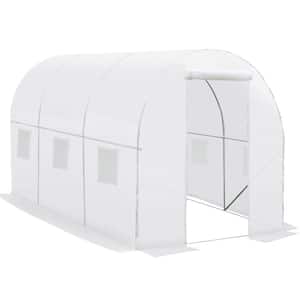 118 in. x 78.75 in. x 78.75 in. White Replacement Greenhouse Cover Tarp with 12 Windows and Zipper Door
