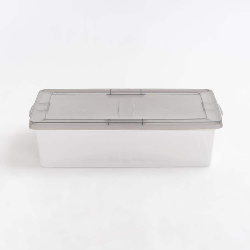 Clear Stackable Plastic Underbed Storage Bins with Lids, Set of 6