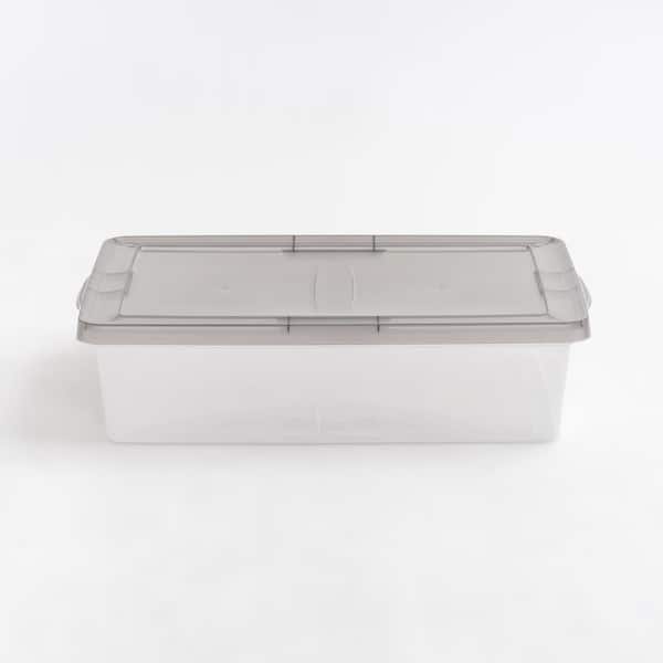 26.5 Qt./7 Gal. Snap Top Plastic Storage Box in Clear with Gray Lid (6-Pack)