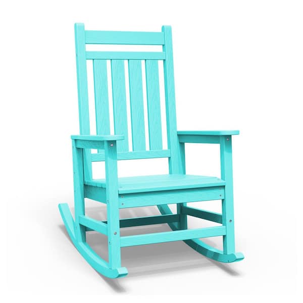 JEAREY HDPE Aruba Blue Adirondack Rocking Chair (1-Pack)