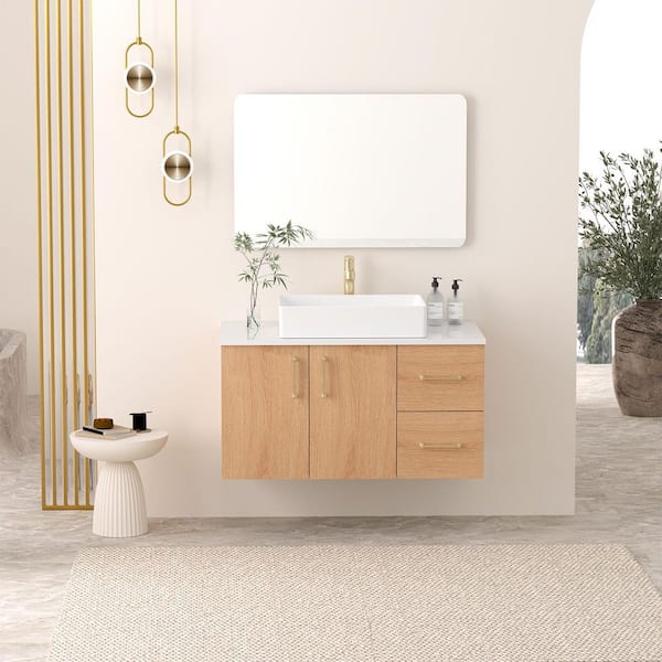 YASINU 36 in. W x 19.48 in. D Quartz Vanity Top with Rectangular