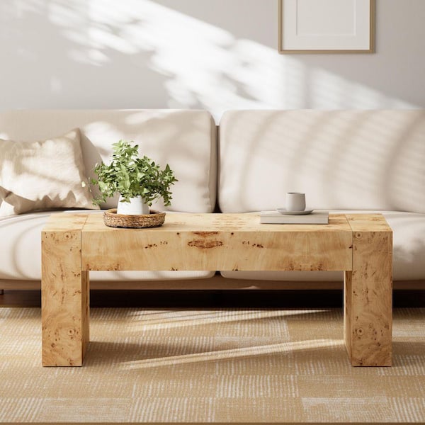 Rustic 48.82 in. Natural Rectangle Wood Coffee Table with Burl Surface