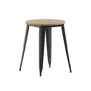 24 in. Round Brown/Black Plastic 4 Leg Dining Table with Steel Frame (Seats 2)