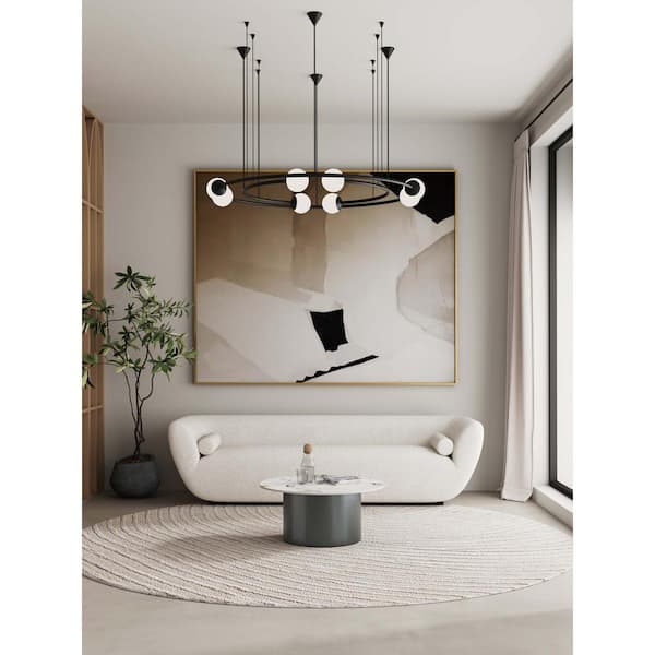 Manhattan Comfort Alondra 31.49 in. Modern Black Round Sintered Stone Top Coffee Table