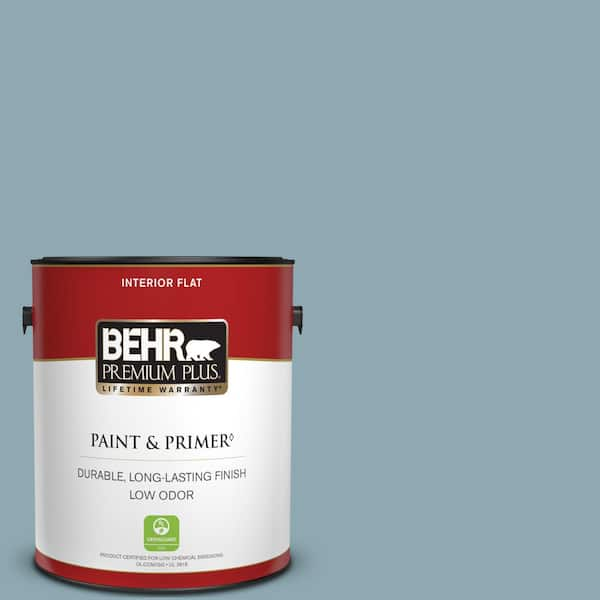 BEHR PREMIUM PLUS 1 gal. #530F-4 Newport Blue Flat Low Odor Interior Paint & Primer